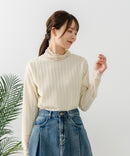 【FORT POINT/フォートポイント】ジャガード シアー 切り替えプルオーバートップス