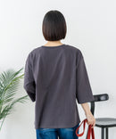 【C-FORT POINT/フォートポイント】【綿100%のやわらかな着心地】ワイドシルエット7分袖Tシャツ フレブル プリント ワイドシルエット 体形カバー