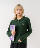 【U.S. POLO ASSN./ユーエスポロアッスン】【コンパクトすぎずルーズすぎない絶妙なサイズ感】ケーブルニットポロシャツ ケーブル編み 配色デザイン 柔らかい カジュアル きれいめ ❘ジーンズメイト公式オンラインショップ
