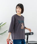 【C-FORT POINT/フォートポイント】【綿100%のやわらかな着心地】ワイドシルエット7分袖Tシャツ フレブル プリント ワイドシルエット 体形カバー