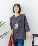 【C-FORT POINT/フォートポイント】【綿100%のやわらかな着心地】ワイドシルエット7分袖Tシャツ フレブル プリント ワイドシルエット 体形カバー