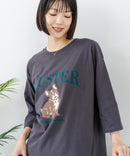 【C-FORT POINT/フォートポイント】【綿100%のやわらかな着心地】ワイドシルエット7分袖Tシャツ フレブル プリント ワイドシルエット 体形カバー