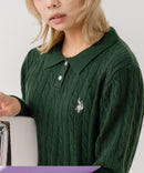 【U.S. POLO ASSN./ユーエスポロアッスン】【コンパクトすぎずルーズすぎない絶妙なサイズ感】ケーブルニットポロシャツ ケーブル編み 配色デザイン 柔らかい カジュアル きれいめ ❘ジーンズメイト公式オンラインショップ