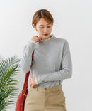 【C-FORTPOINT/フォートポイント】【すっきりとした縦ラインで細見えを叶える】リブハイネックロンT カットソー レイヤード風 メロウ始末 華やか フェミニン