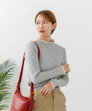 【C-FORTPOINT/フォートポイント】【すっきりとした縦ラインで細見えを叶える】リブハイネックロンT カットソー レイヤード風 メロウ始末 華やか フェミニン