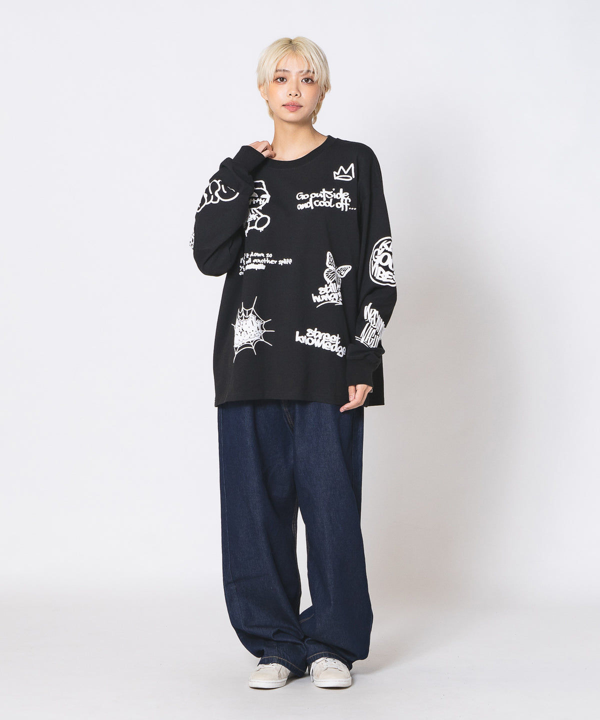 ビックシルエット 総柄 グラフィック ロンT レディース 3017 DESERT