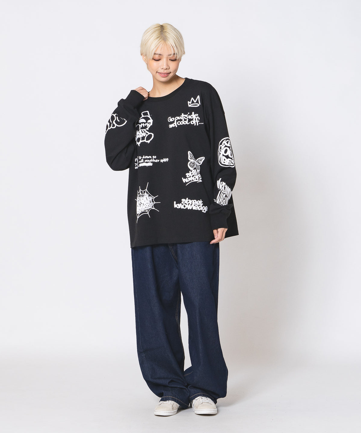 ビックシルエット 総柄 グラフィック ロンT レディース 3017 DESERT