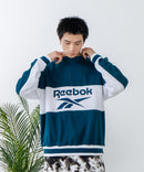 【Reebok/リーボック】裏毛 ロゴ 切替リブライン ハーフジッププルオーバー スウェット zo