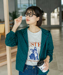 【C-FORT POINT/フォートポイント】【独特の凹凸感が肌離れよく動きやすさも◎】チェック柄 サッカー生地ジップパーカー きれいめ カジュアル ライトアウター レイヤード デイリーユース お出掛け