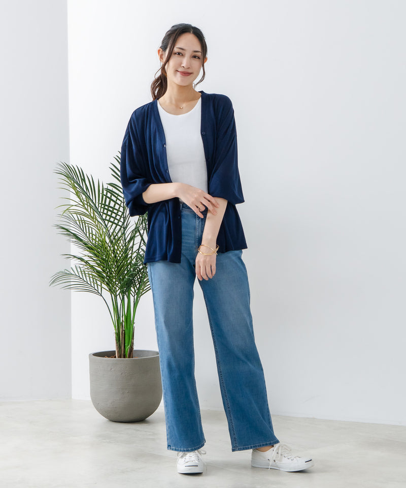 【fort point/フォートポイント】 Vネックオーバーサイズカーディガン UVカット 接触冷感zo