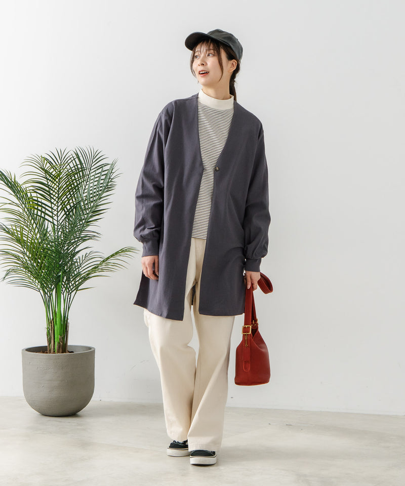 【FORT POINT/フォートポイント】梨地 ロングトッパーカーディガン