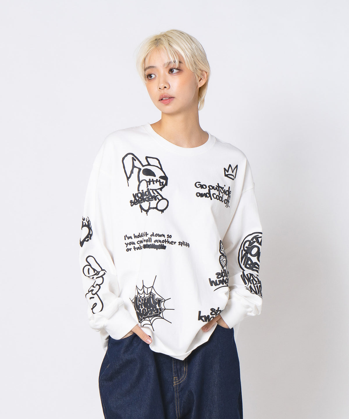 ビックシルエット 総柄 グラフィック ロンT レディース 3017 DESERT