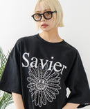 【SAVIER/サビアー】×【SMILEY FACE/スマイリーフェイス】コラボ フラワープリント Tシャツ オーバーサイズ