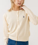 【U.S. POLO ASSN./ユーエスポロアッスン】【程よくゆとりを持たせたリラックスシルエット】ケーブルニットカーディガン クラシカル 羽織り プルオーバー風 きれいめ カジュアル 着回し アイボリー ❘ジーンズメイト公式オンラインショップ