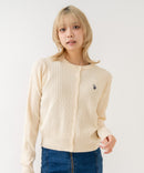【U.S. POLO ASSN./ユーエスポロアッスン】【程よくゆとりを持たせたリラックスシルエット】ケーブルニットカーディガン クラシカル 羽織り プルオーバー風 きれいめ カジュアル 着回し ❘ジーンズメイト公式オンラインショップ