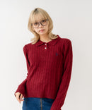 【U.S. POLO ASSN./ユーエスポロアッスン】【コンパクトすぎずルーズすぎない絶妙なサイズ感】ケーブルニットポロシャツ ケーブル編み 配色デザイン 柔らかい カジュアル きれいめ ❘ジーンズメイト公式オンラインショップ
