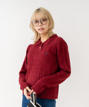 【U.S. POLO ASSN./ユーエスポロアッスン】【コンパクトすぎずルーズすぎない絶妙なサイズ感】ケーブルニットポロシャツ ケーブル編み 配色デザイン 柔らかい カジュアル きれいめ ❘ジーンズメイト公式オンラインショップ