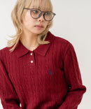 【U.S. POLO ASSN./ユーエスポロアッスン】【コンパクトすぎずルーズすぎない絶妙なサイズ感】ケーブルニットポロシャツ ケーブル編み 配色デザイン 柔らかい カジュアル きれいめ ❘ジーンズメイト公式オンラインショップ