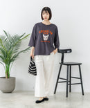 【C-FORT POINT/フォートポイント】【綿100%のやわらかな着心地】ワイドシルエット7分袖Tシャツ フレブル プリント カレッジ風ロゴ ワイドシルエット 体形カバー
