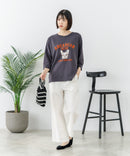 【C-FORT POINT/フォートポイント】【綿100%のやわらかな着心地】ワイドシルエット7分袖Tシャツ フレブル プリント カレッジ風ロゴ ワイドシルエット 体形カバー
