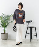【C-FORT POINT/フォートポイント】【綿100%のやわらかな着心地】ワイドシルエット7分袖Tシャツ フレブル プリント カレッジ風ロゴ ワイドシルエット 体形カバー