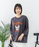 【C-FORT POINT/フォートポイント】【綿100%のやわらかな着心地】ワイドシルエット7分袖Tシャツ フレブル プリント カレッジ風ロゴ ワイドシルエット 体形カバー