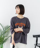 【C-FORT POINT/フォートポイント】【綿100%のやわらかな着心地】ワイドシルエット7分袖Tシャツ フレブル プリント カレッジ風ロゴ ワイドシルエット 体形カバー
