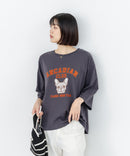 【C-FORT POINT/フォートポイント】【綿100%のやわらかな着心地】ワイドシルエット7分袖Tシャツ フレブル プリント カレッジ風ロゴ ワイドシルエット 体形カバー
