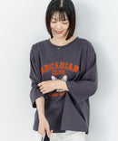 【C-FORT POINT/フォートポイント】【綿100%のやわらかな着心地】ワイドシルエット7分袖Tシャツ フレブル プリント カレッジ風ロゴ ワイドシルエット 体形カバー