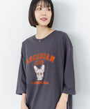 【C-FORT POINT/フォートポイント】【綿100%のやわらかな着心地】ワイドシルエット7分袖Tシャツ フレブル プリント カレッジ風ロゴ ワイドシルエット 体形カバー