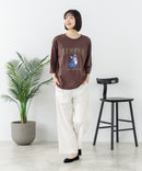 【C-FORT POINT/フォートポイント】【綿100%のやわらかな着心地】ワイドシルエット7分袖Tシャツ フレブル プリント ワイドシルエット 体形カバー