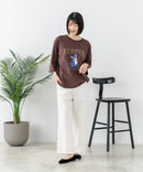 【C-FORT POINT/フォートポイント】【綿100%のやわらかな着心地】ワイドシルエット7分袖Tシャツ フレブル プリント ワイドシルエット 体形カバー