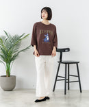 【C-FORT POINT/フォートポイント】【綿100%のやわらかな着心地】ワイドシルエット7分袖Tシャツ フレブル プリント ワイドシルエット 体形カバー