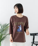 【C-FORT POINT/フォートポイント】【綿100%のやわらかな着心地】ワイドシルエット7分袖Tシャツ フレブル プリント ワイドシルエット 体形カバー