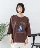 【C-FORT POINT/フォートポイント】【綿100%のやわらかな着心地】ワイドシルエット7分袖Tシャツ フレブル プリント ワイドシルエット 体形カバー