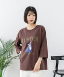 【C-FORT POINT/フォートポイント】【綿100%のやわらかな着心地】ワイドシルエット7分袖Tシャツ フレブル プリント ワイドシルエット 体形カバー
