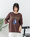 【C-FORT POINT/フォートポイント】【綿100%のやわらかな着心地】ワイドシルエット7分袖Tシャツ フレブル プリント ワイドシルエット 体形カバー