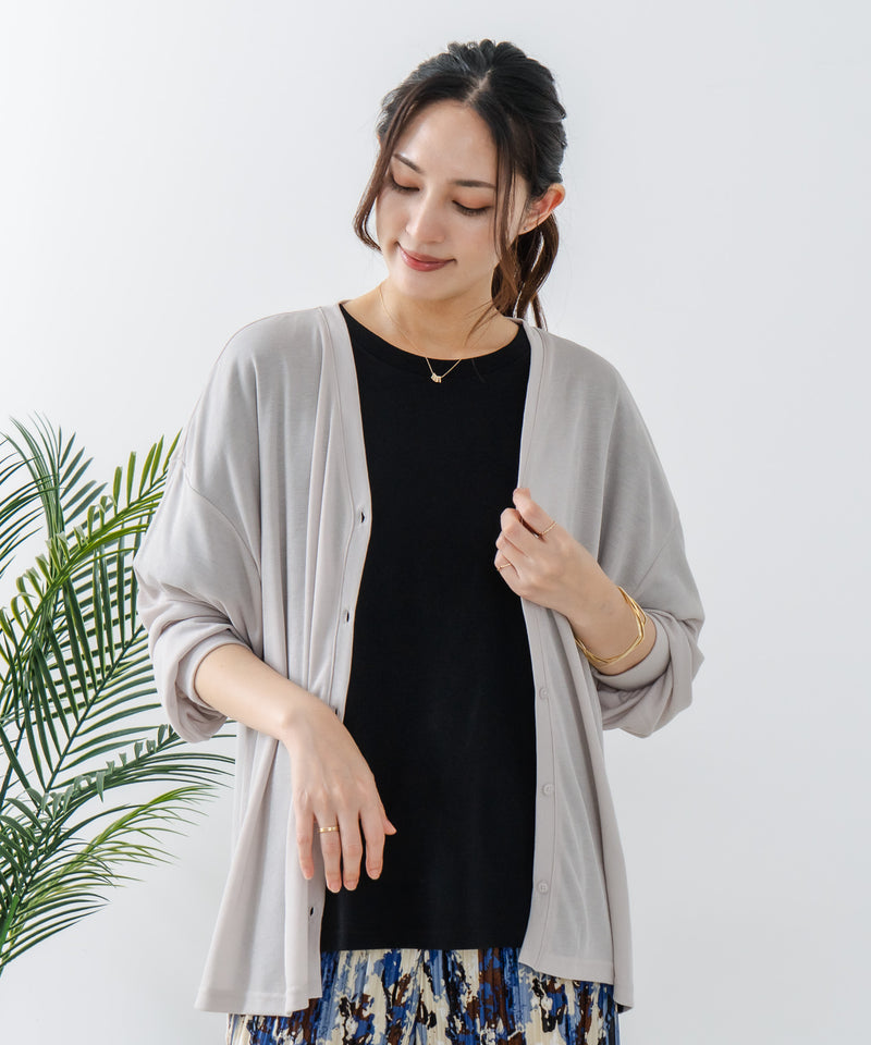 【fort point/フォートポイント】 Vネックオーバーサイズカーディガン UVカット 接触冷感zo