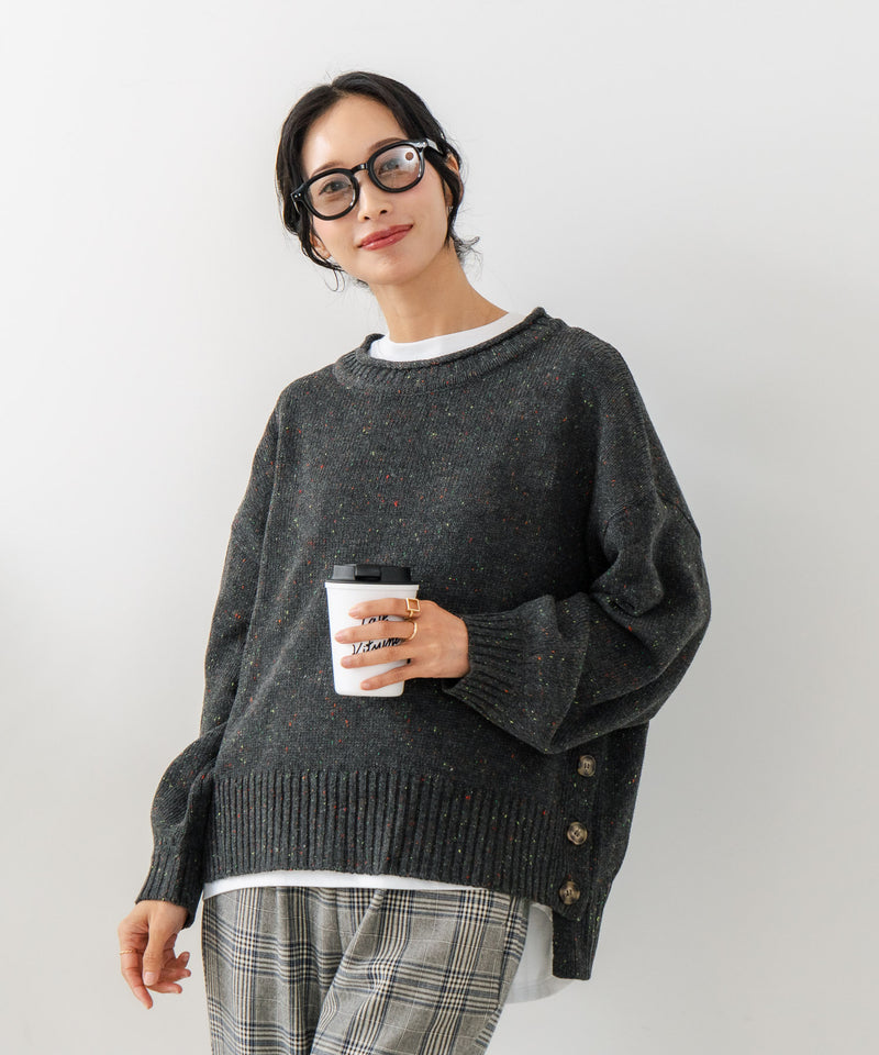 【C-FORT POINT/フォートポイント】カラーネップヤーン サイドボタンプルオーバー