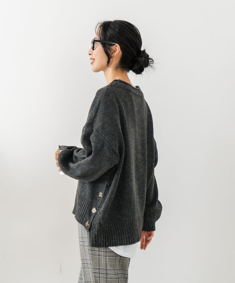 【C-FORT POINT/フォートポイント】カラーネップヤーン サイドボタンプルオーバー