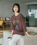 【C-FORT POINT/フォートポイント】【綿100%のやわらかな着心地】ワイドシルエット7分袖Tシャツ フレブル プリント ワイドシルエット 体形カバー