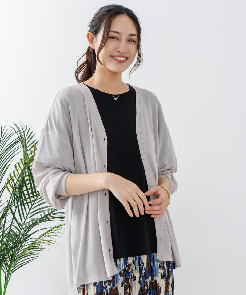 【fort point/フォートポイント】 Vネックオーバーサイズカーディガン UVカット 接触冷感zo