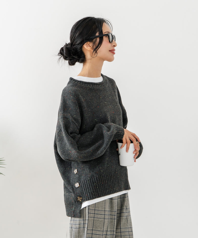 【C-FORT POINT/フォートポイント】カラーネップヤーン サイドボタンプルオーバー