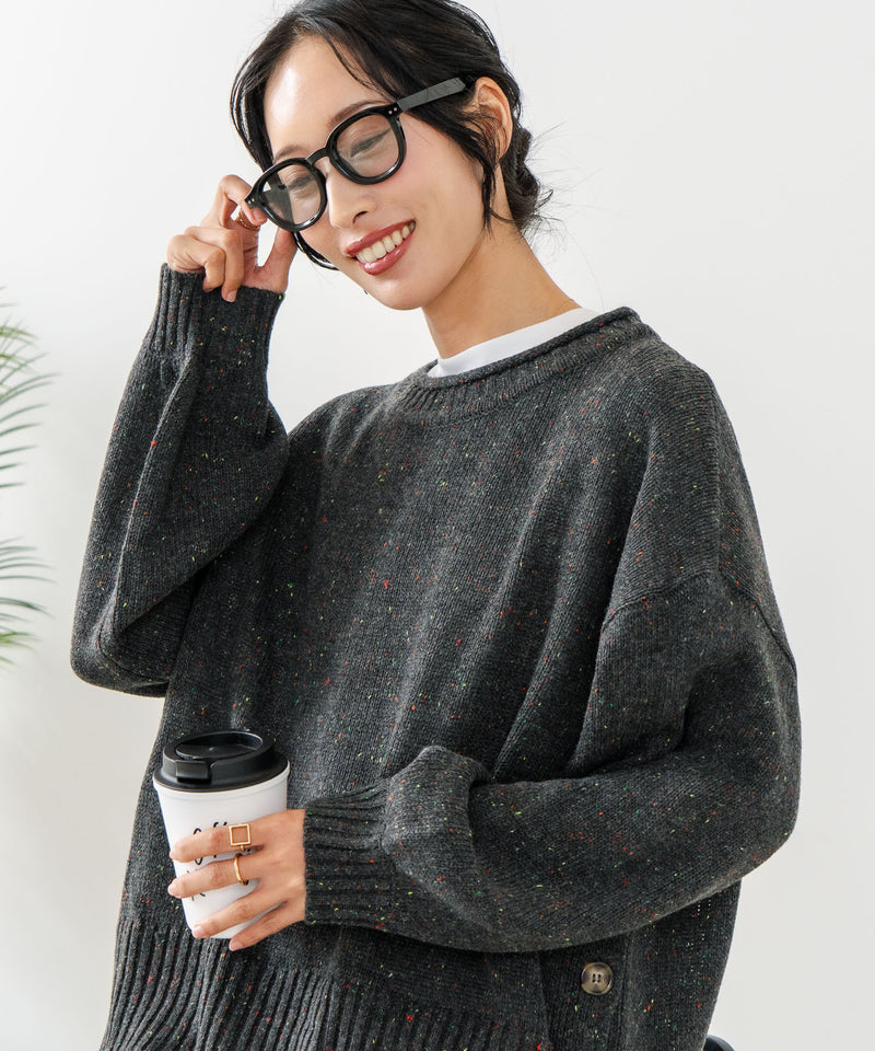 【C-FORT POINT/フォートポイント】カラーネップヤーン サイドボタンプルオーバー