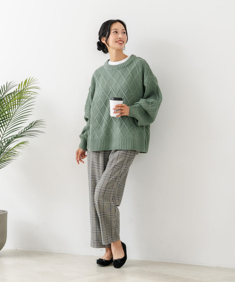 【C-FORT POINT/フォートポイント】柄編みクルーネックニットプルオーバー