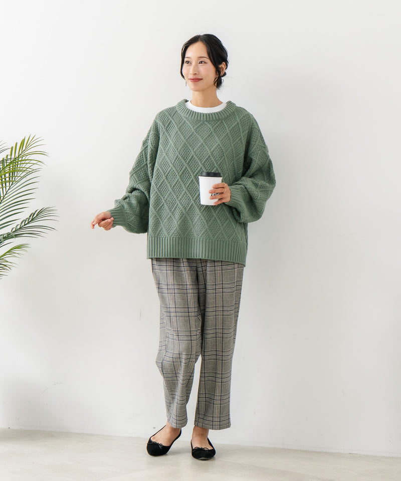 【C-FORT POINT/フォートポイント】柄編みクルーネックニットプルオーバー