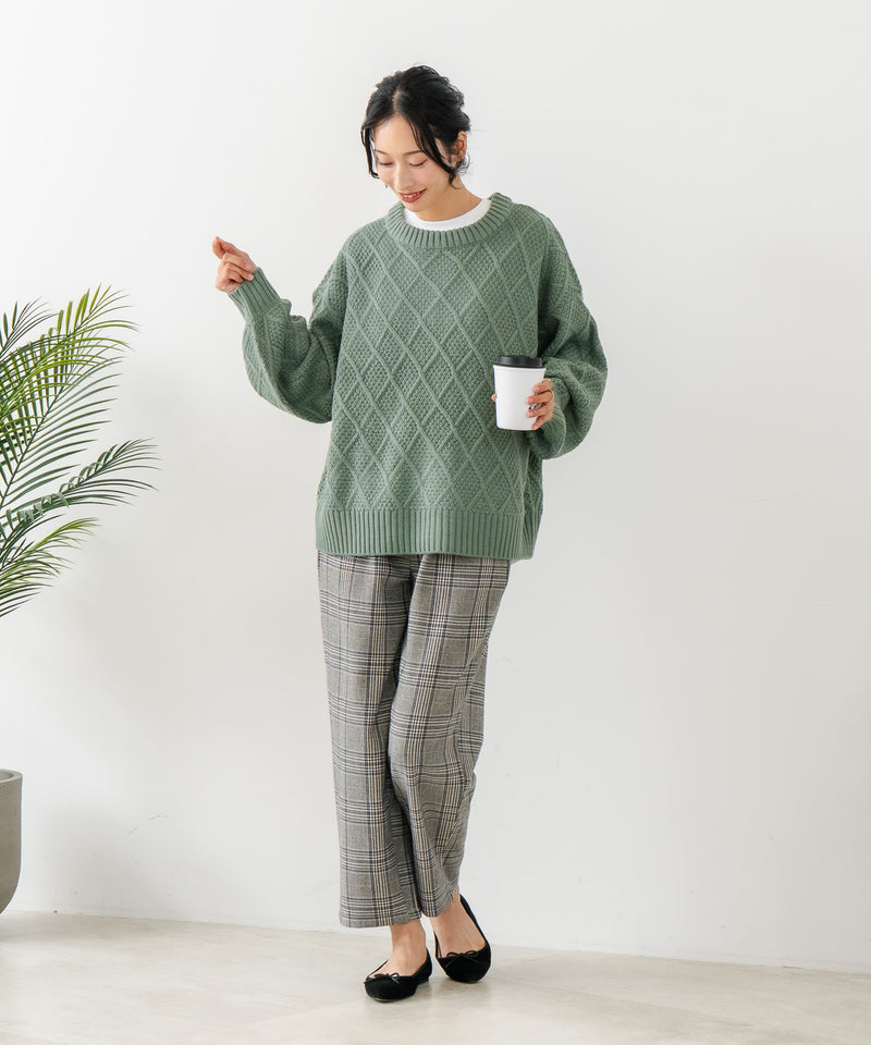 【C-FORT POINT/フォートポイント】柄編みクルーネックニットプルオーバー