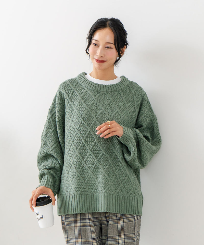 【C-FORT POINT/フォートポイント】柄編みクルーネックニットプルオーバー