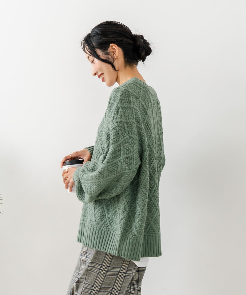 【C-FORT POINT/フォートポイント】柄編みクルーネックニットプルオーバー