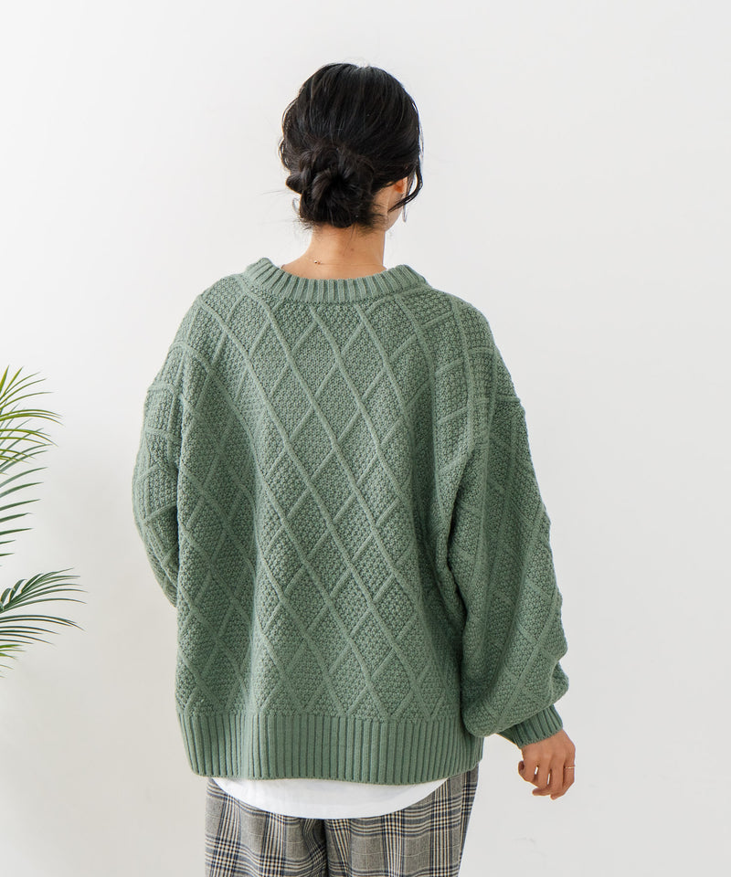 【C-FORT POINT/フォートポイント】柄編みクルーネックニットプルオーバー